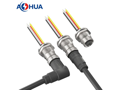 M12 Metal Male Female Panel Mount Waterproof 4pin Wire Connector