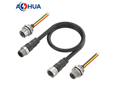 M12 Metal Male Female Panel Mount Waterproof 4pin Wire Connector