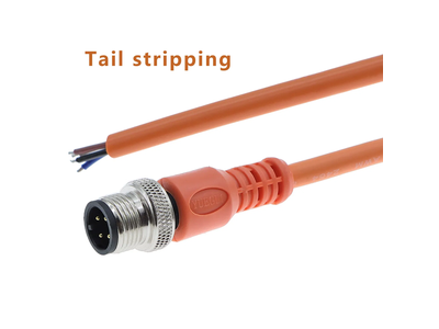 M12 Orange Cable 4pin Plug Waterproof Connector