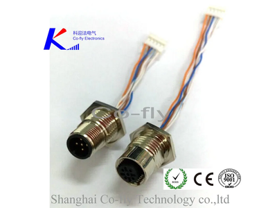 M12 Panel Mount Wire 4 Pins Female Connector for Industrial Robot