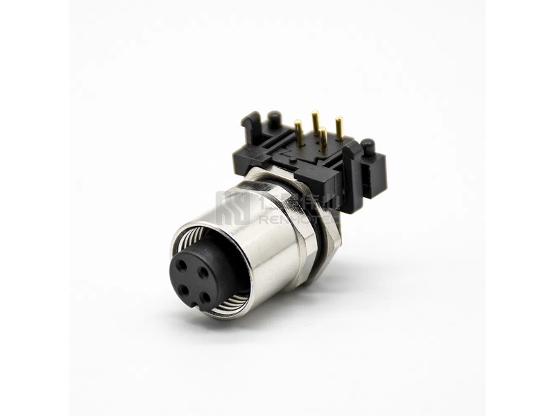 M12 PCB Type Panel Mount 4pin Female Angle Connector