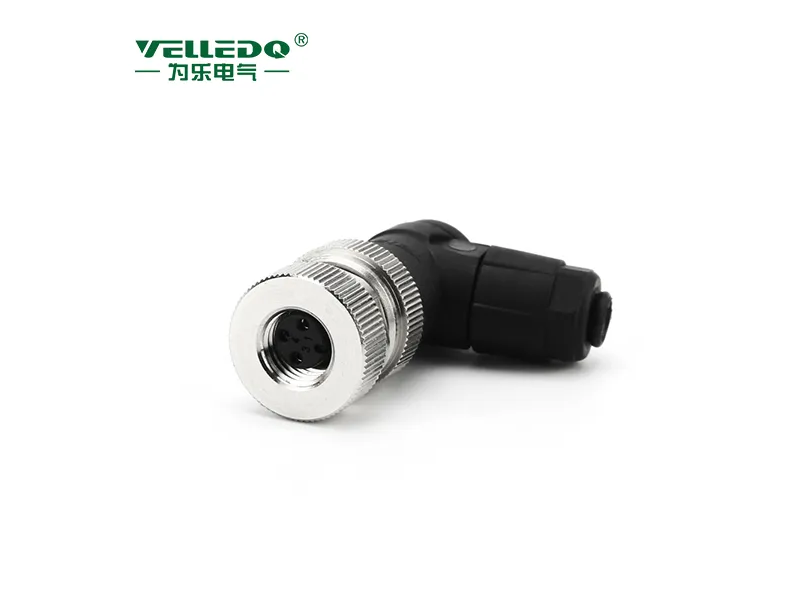 M12 Round Connector 4 Pin Female Right Angle Plug Connector