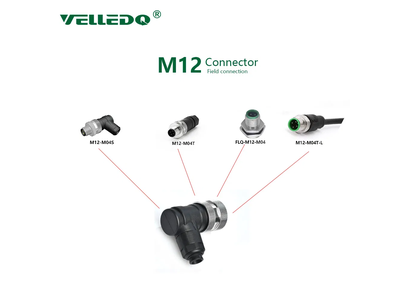 M12 Round Connector 4 Pin Female Right Angle Plug Connector