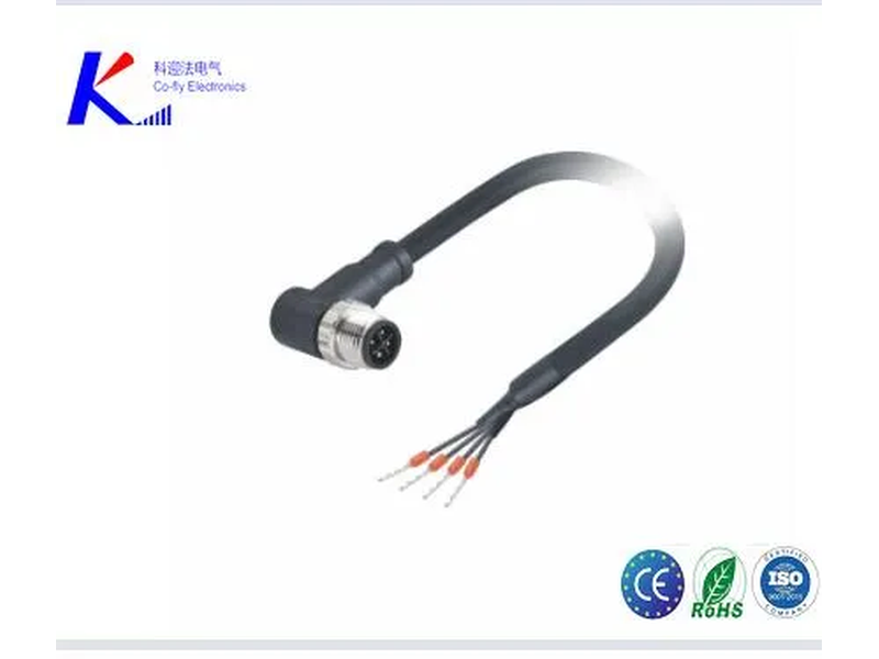 M12 S-Code 4pin (3+PE) Male Right Angled Connector Molded with 4X16AWG Cable
