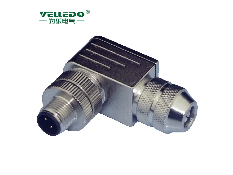 M12 Sensor Connector 4 Pin Male Right Angle with Shield
