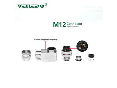 M12 Sensor Connector 4 Pin Male Right Angle with Shield