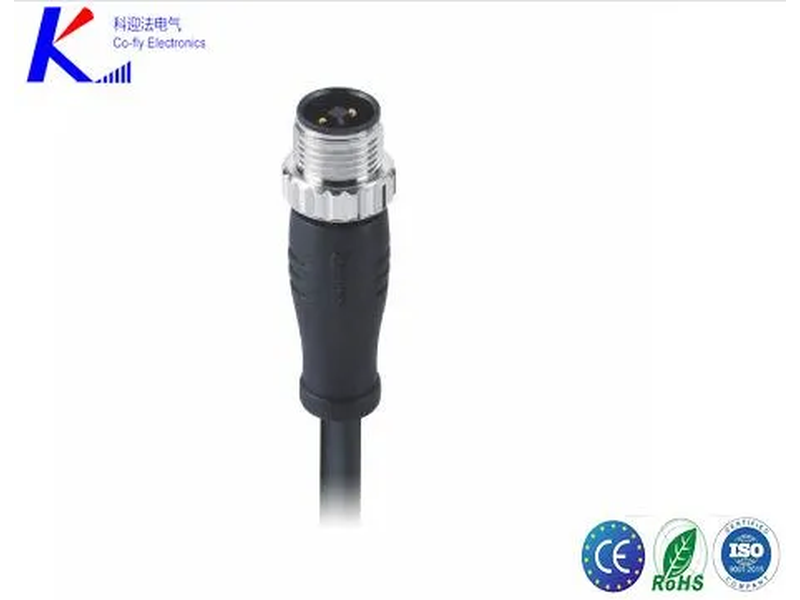 M12 T-Code 4pin (3+PE) Male Straight Connector, Molded with 4X16AWG Cable
