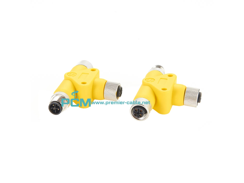 T-Coupler M12 Power Male S-Coded to Female S Code Tee Connector