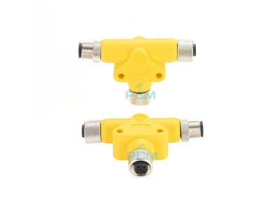T-Coupler M12 Power Male S-Coded to Female S Code Tee Connector
