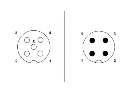 1-2 Meter of M12-5 Pin Female Elbow Cable Connector with 4 Pin Male Staight Cable Connector