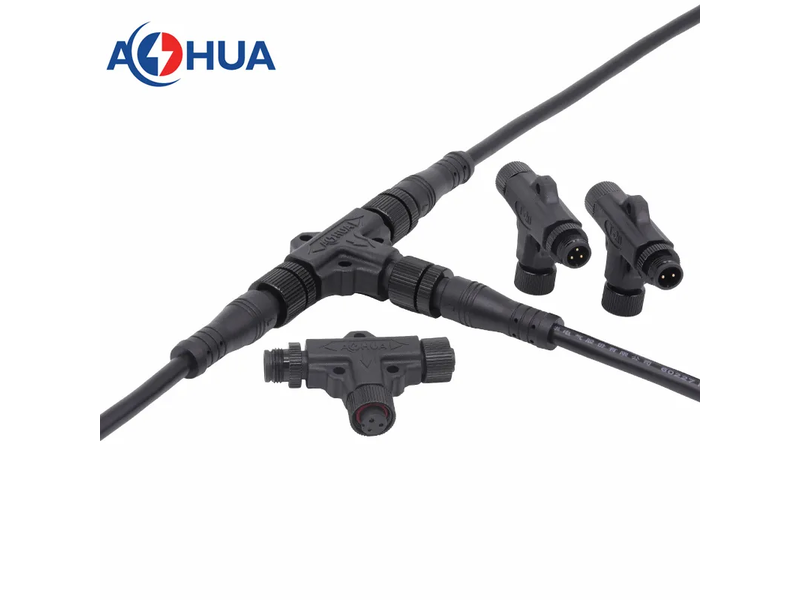 Custom Circular Sensor 2 3 4 Pin Male to Female 2 Way Solder Waterproof IP67 M12 T Splitter Connectors
