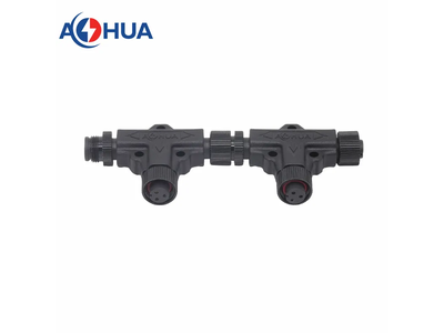 Custom Circular Sensor 2 3 4 Pin Male to Female 2 Way Solder Waterproof IP67 M12 T Splitter Connectors