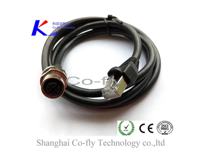 Ethernet Industrial M12 4 Pins Male Socket with RJ45 Adapter IP67 Waterproof Connector