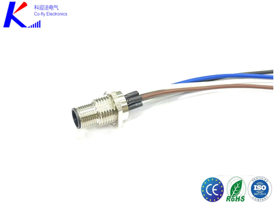 IP67 Waterproof L Code M12 4-Pin Male Straight Front-Fasten Receptacle Ciucular Connector with Terminals