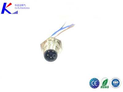 IP67 Waterproof L Code M12 4-Pin Male Straight Front-Fasten Receptacle Ciucular Connector with Terminals