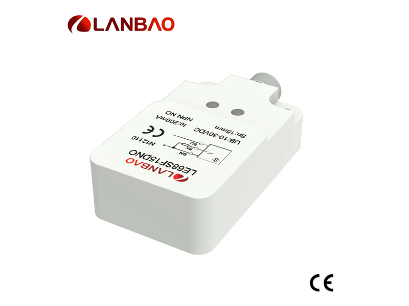 Lanbao Square Plastic Flush 15mm NPN 3 Wires Inductive Proximity Sensor M12 Connector
