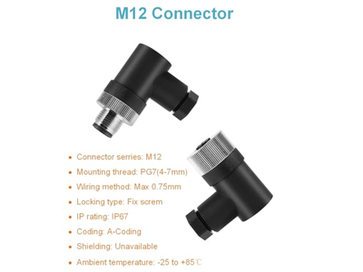 M12 4 Pin Right-Angle Male & Female Panel Mount Aviation Waterproof Industrial Circular Connector