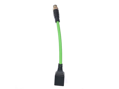 M12 4pin D-Coded Connector to RJ45 Female Waterproof IP67 Industrial Ethernet Cable Connector