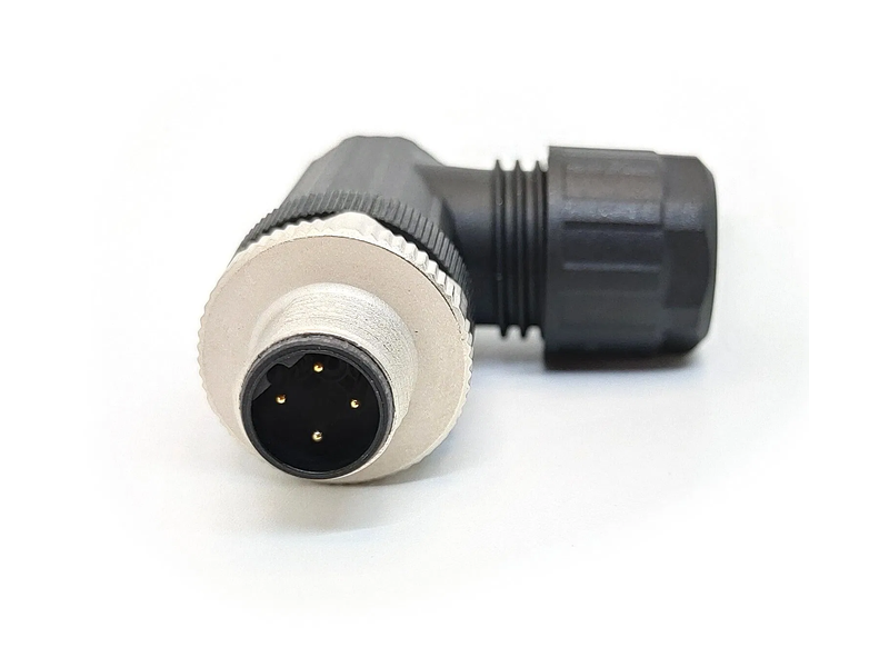 M12 B Code 4pin Male Sensor Right Angle Connector IP 67 Waterproof Threaded Connection
