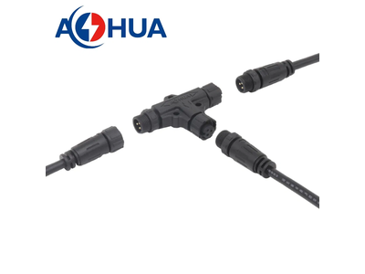 M12 T Type Connector 2 3 4 Pin Electrical Outdoor 3 Way Waterproof Automotive Wire Connector