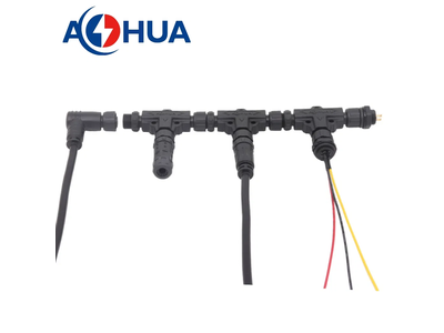 M12 T Type Connector 2 3 4 Pin Electrical Outdoor 3 Way Waterproof Automotive Wire Connector