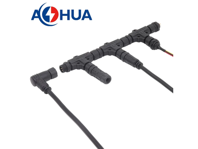 M12 T Type Connector 2 3 4 Pin Electrical Outdoor 3 Way Waterproof Automotive Wire Connector