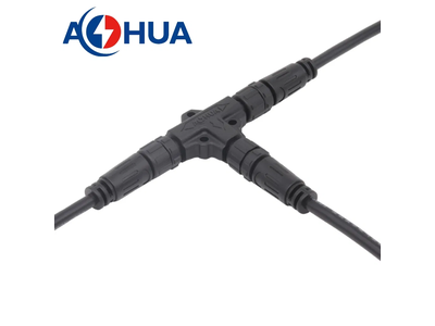 M12 T Type Connector 2 3 4 Pin Electrical Outdoor 3 Way Waterproof Automotive Wire Connector